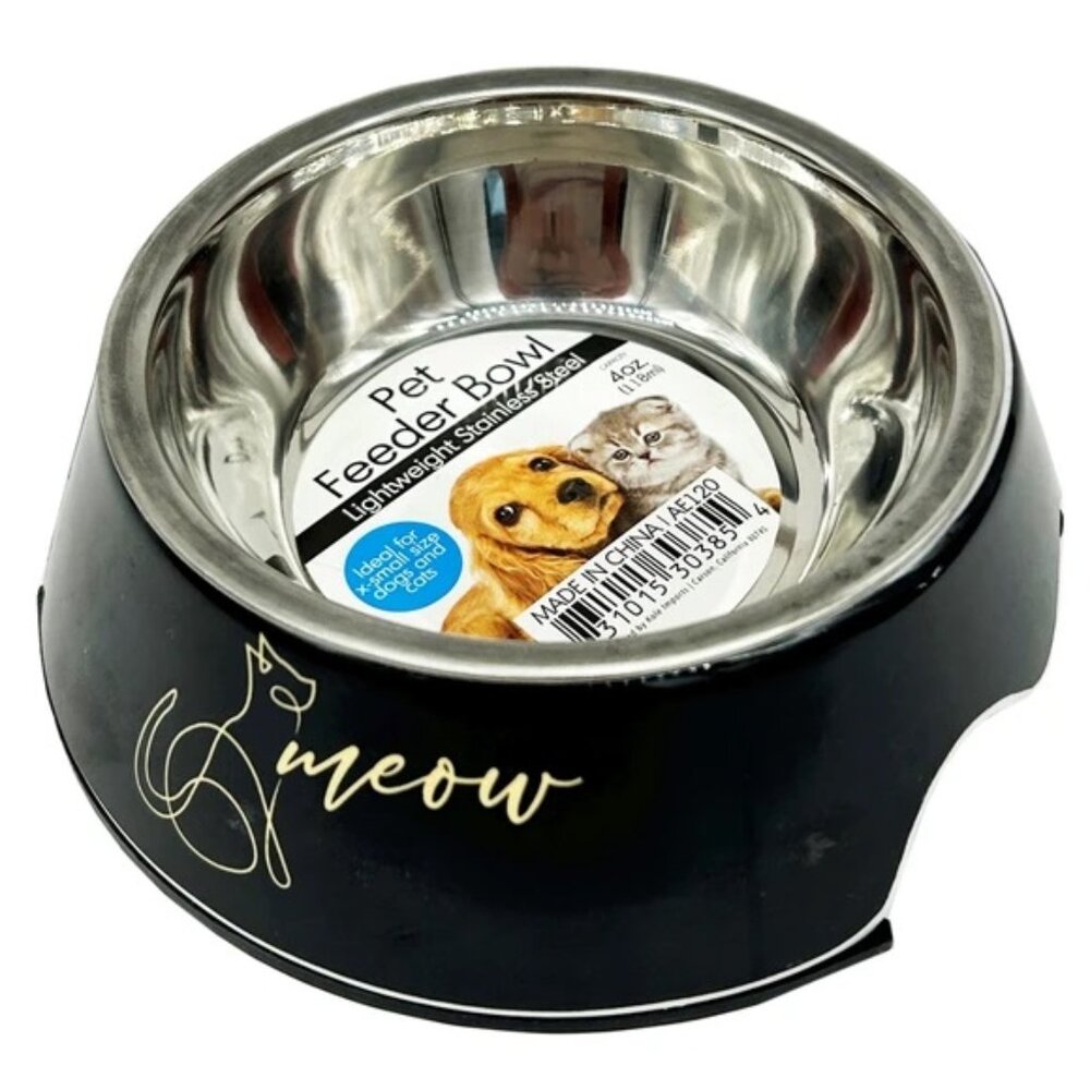 Small Pet Feeder with Stainless Steel Bowl, Non-Slip Base, 10.6 Ounce Capacity